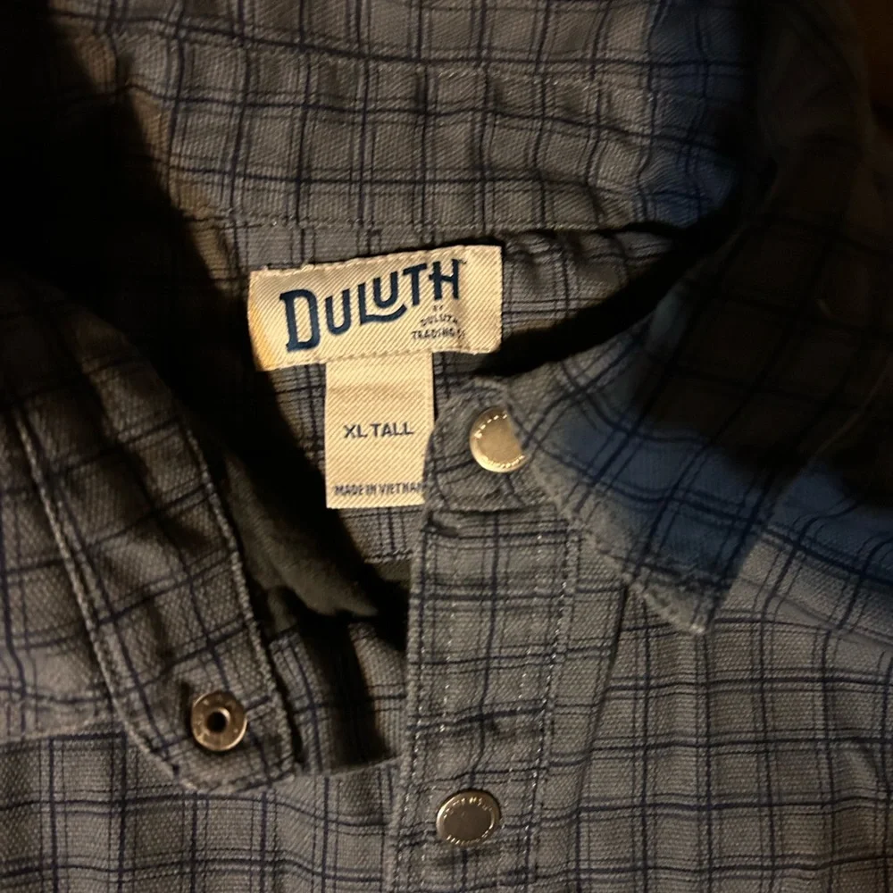 Duluth Jacket Mens XL Tall Blue Fire Hose‎ Flannel Lined Standard Fit